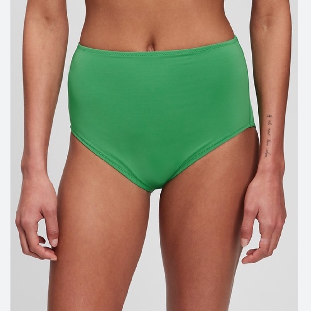 NWT GAP HIGH RISE BIKINI BOTTOM - FULLY LINED - RETAINS SHAPE WET - PARROT GREEN
